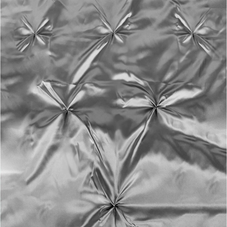 Pościel satynowa  ANDROMEDA - srebrna 160x200 z jaśkami pikowanie gwieździste gwiazdki